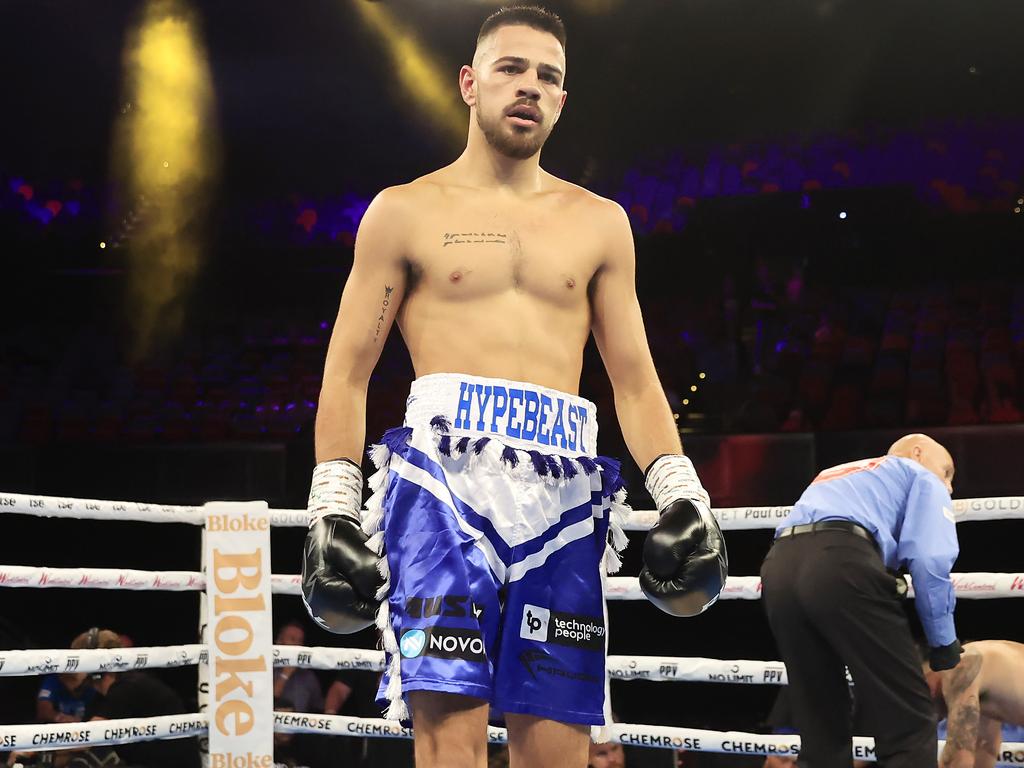 Benjamin Hussain will be walked to the ring by Bulldogs players on Wednesday night. Picture: Mark Evans/Getty Images