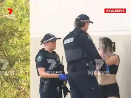 There has been a dramatic arrest at Kilkenny after a 31-year-old man was run over by a ute at a Hanson Road service station., The victim's friend, a 27-year-old Loxton woman, was arrested at the scene for disorderly behaviour. Picture: 7NEWS