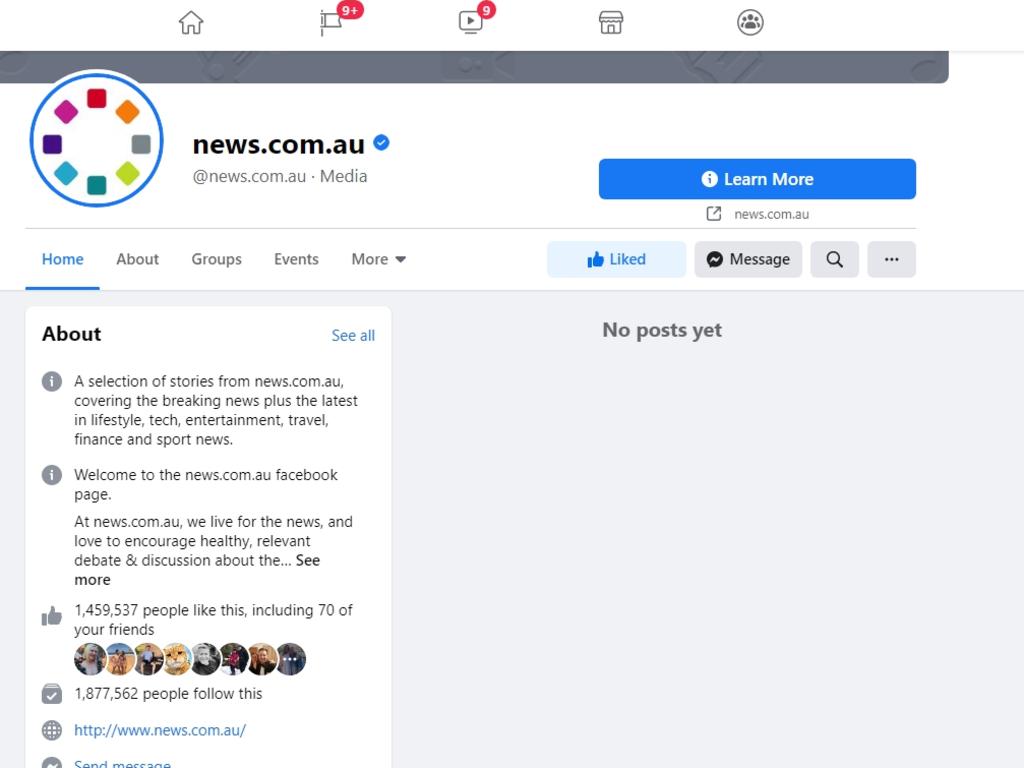 Facebook has followed through with banning news pages from sharing their posts on the platform including news.com.au.