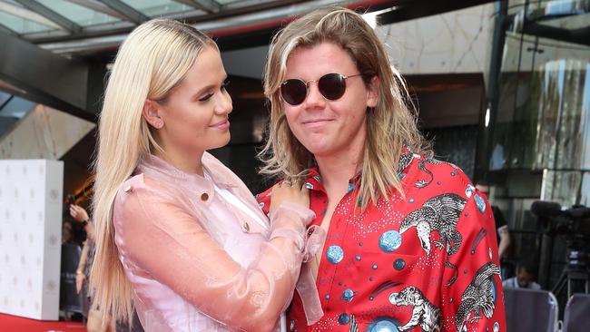 Happier times... Alli Simpson and Conrad Sewell at the 2017 ARIA Awards. Picture: Richard Dobson