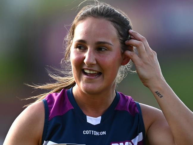 IPSWICH, AUSTRALIA - NOVEMBER 27: Breanna Koenen of the Lions trains during a Brisbane Lions AFLW Training Session at Brighton Homes Arena on November 27, 2024 in Ipswich, Australia. (Photo by Albert Perez/Getty Images)