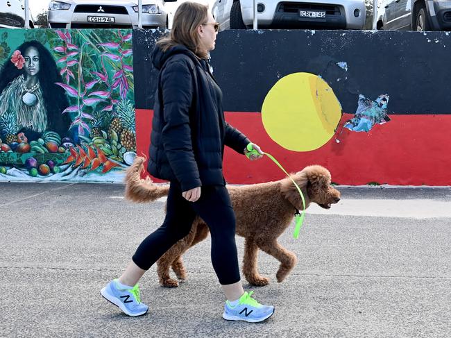 SYDNEY, AUSTRALIA - NewsWire Photos JULY 30, 2022: The Aboriginal Flag is painted on the promenade at Bondi Beach. Prime Minister Anthony Albanese will unveil a draft question that Australians could be asked during a referendum to create an Indigenous Voice in the nationÃs constitution.Picture: NCA NewsWire / Jeremy Piper