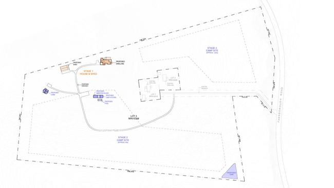 Plans for the camp site and house on Farnborough Road.