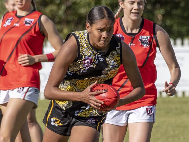 Christine Watson was one of the strong in the Darling Downs AFL competition last season. Picture: Nev Madsen.
