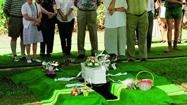 The burial of the unidentified baby in Cairns. Picture: Scott Campbell.