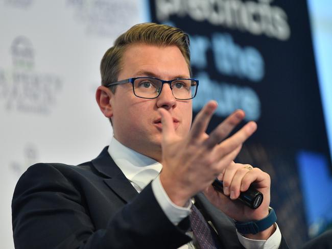 SA Planning Minister Stephan Knoll is seen at the Property Council budget lunch in Adelaide, Friday, September 7, 2018.  (AAP Image/David Mariuz) NO ARCHIVING