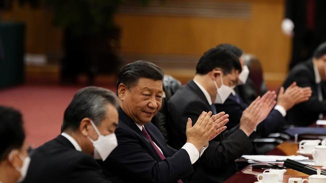 Chinese President Xi Jinping applauds after a signing ceremony held at the Great Hall of the People on April 19, 2023 in Beijing, China.