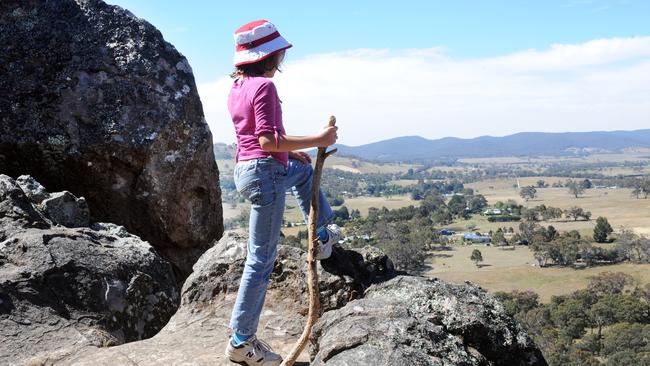 Taking in the view from the top of Hanging Rock.