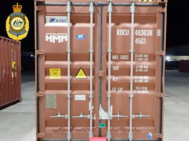 The shipping container where the illegal cigarettes coming in from China were located. Picture: Australian Border Force/Supplied