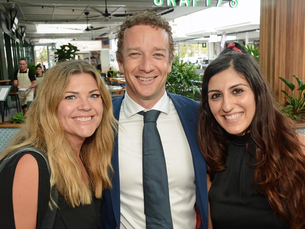 Rebbecca Kent, Chris Marjoram, Natalie Maire at opening of Harbour Eats at Harbour Town, Labrador. Picture: Regina King.