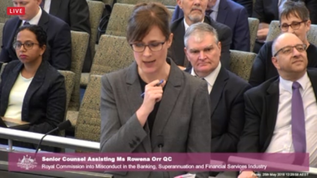 Senior counsel assisting Rowena Orr at the banking royal commission