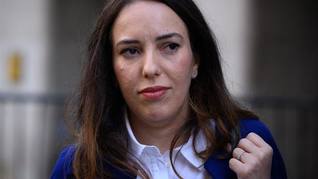 Stella Moris, Julian Assange’s partner, outside the Old Bailey. Picture: Getty Images