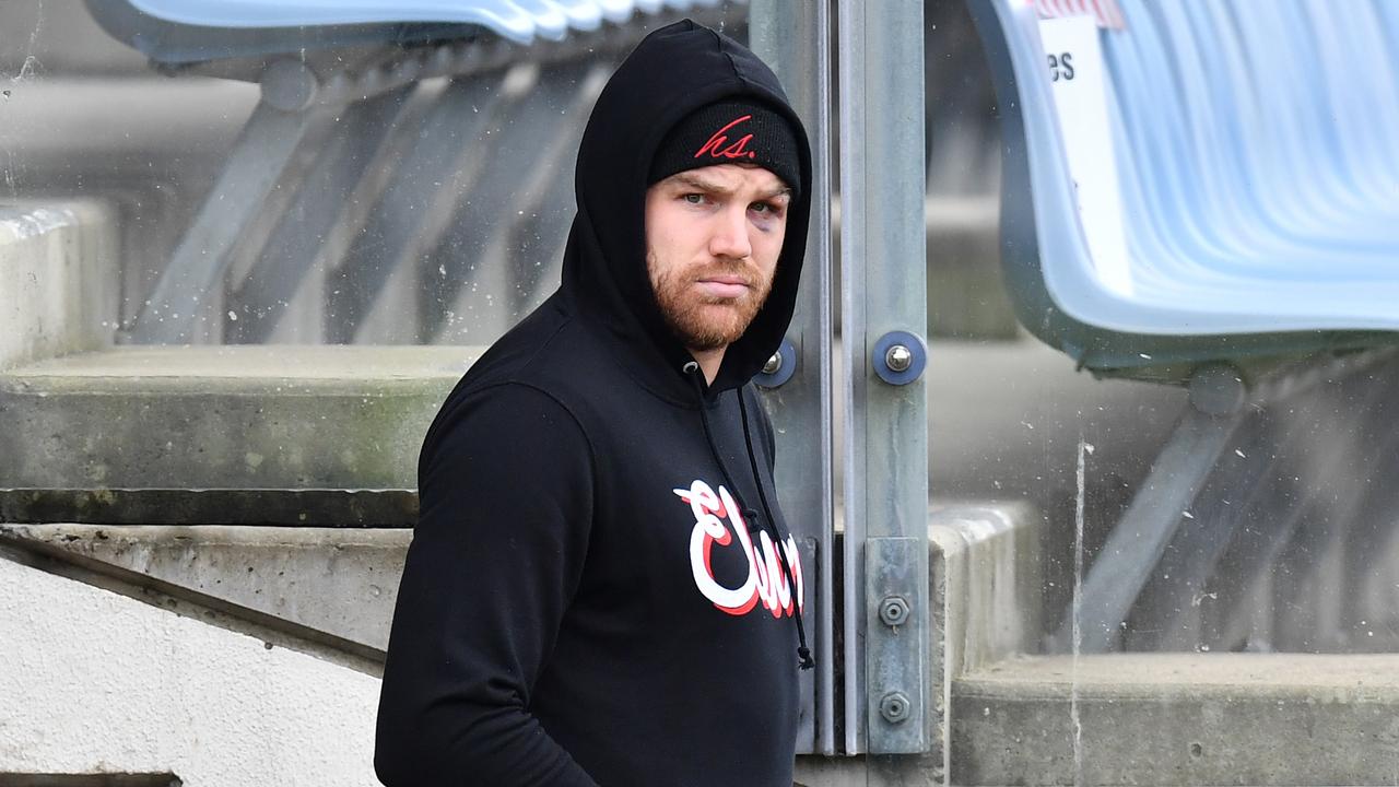 Sharks player Josh Dugan at an NRL Cronulla-Sutherland Sharks training session in Sydney, Tuesday, June 2, 2020. (AAP Image/Dean Lewins) NO ARCHIVING