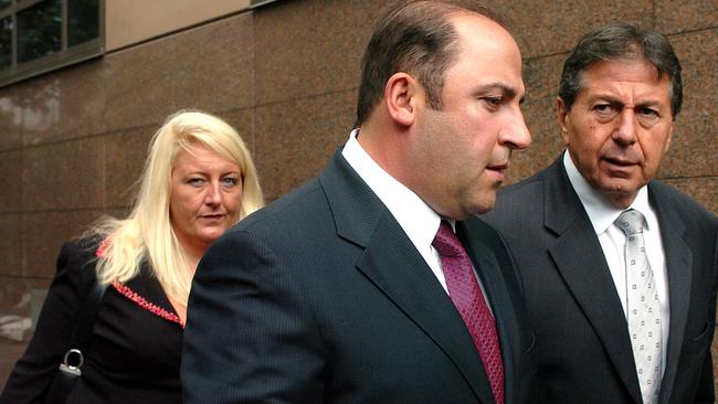 Tony Mokbel with his legal team Nicola Gobbo (left) and Con Heliotis QC (right) in November 2004.