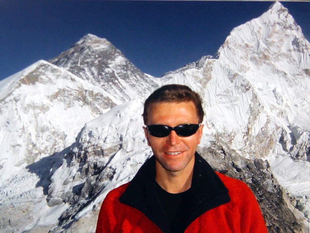 Blind adventurer Gerard Gosens in Nov 2003, his first attempt up the world’s highest peak. Picture: Patrick Hamilton/Supplied