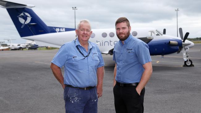 Hinterland Aviation’s building maintenance supervisor Mark Keates and CEO Andrew Clair. Picture: Stewart McLean