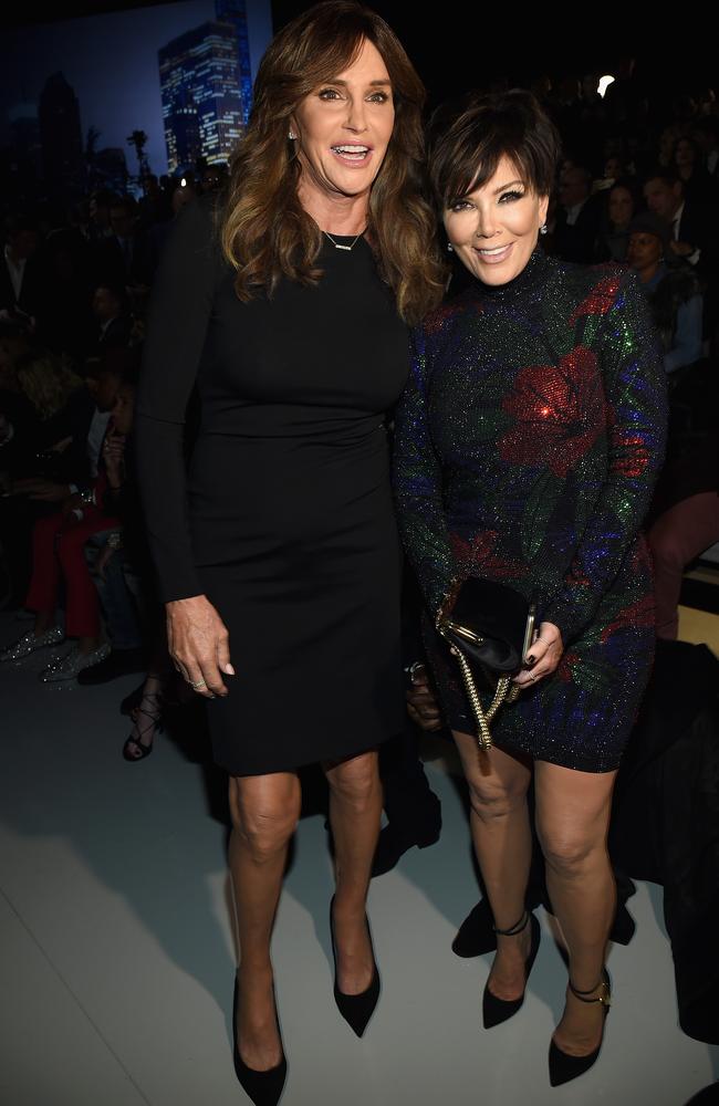 Proud parents ... there were no Kardashians at the show but Kendall’s parents Caitlyn Jenner and Kris Jenner were front and centre. Picture: Dimitrios Kambouris/Getty Images for Victoria's Secret