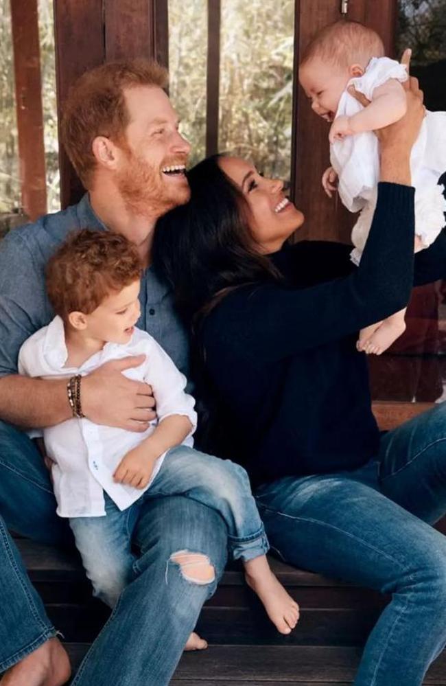 Harry and Meghan with Archie and Lilibet. Picture: The Times