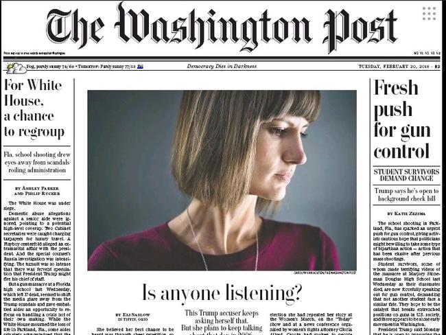 Rachel Crooks on the front page of Tuesday’s Washington Post.