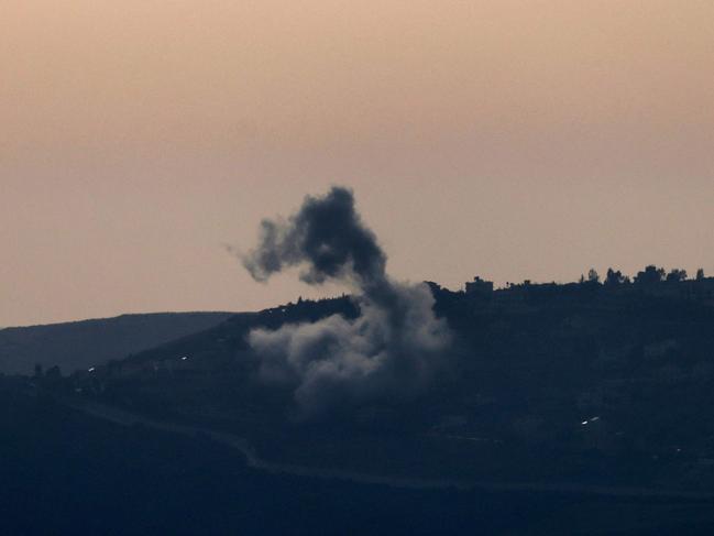 On the border with southern Lebanon smoke billows during Israeli bombardment amid ongoing cross-border tensions between the IDF and Hezbollah. Picture: AFP