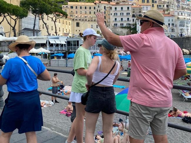 Scott Morrison was snapped on the Amalfi coast with his family. Picture: Supplied