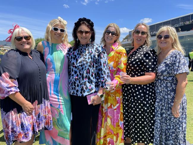 Michelle, Daphne, Larissa, Joana, Jacqui and Julie at the 2024 Oaks Day. Picture: Himangi Singh.