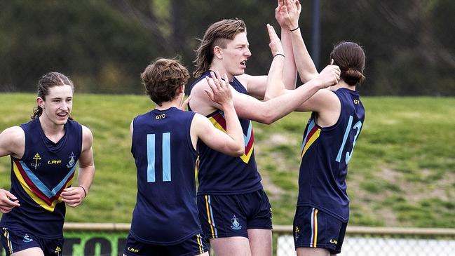 Noah Holmes celebrates one of his goals. Picture: Chris Kidd