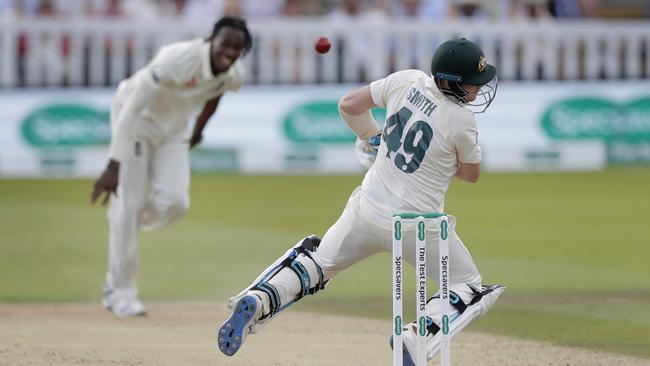 Steve Smith’s felling by a Jofra Archer bouncer during the Ashes in 2019 may have done more damage to his cricket than first realised. Picture: Tom Jenkins