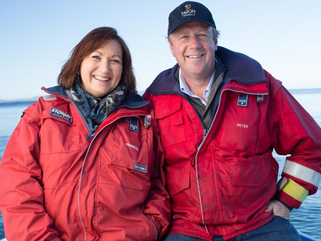 Frances and Peter Bender of Huon Aquaculture for TasWeekend story. Picture SUPPLIED