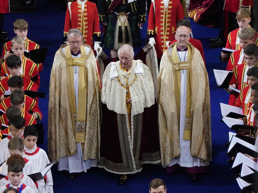 King Charles on his coronation day on May 6 2023. Picture: Andrew Matthews / POOL / AFP