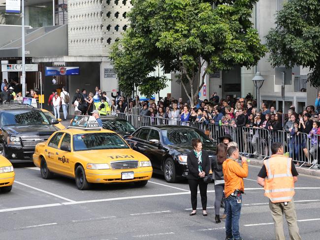 The movie set on the corner of Margaret and Albert street in Brisbane for the production of Thor. Pictures: Jack Tran