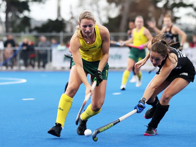 Claire Colwill plays against New Zealand at the National Hockey Arena in Auckland, New Zealand, in May 2022. Photo: Simon Watts