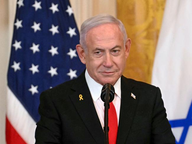 Israel's Prime Minister Benjamin Netanyahu attends a press conference with US President Donald Trump. Picture: AFP