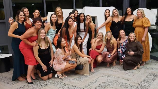 USQ Jets netballers and coaches enjoy the 2021 Ipswich Jets presentation function at the North Ipswich Reserve Corporate Centre. Picture: David Lems