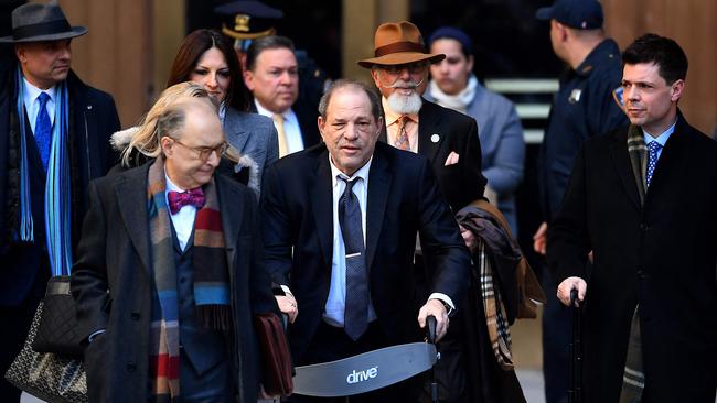 Harvey Weinstein leaves the Manhattan Criminal Court in New York during his trial in 2020. Picture: AFP