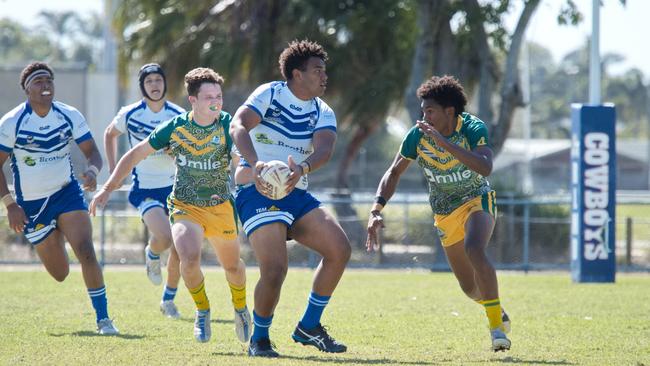 Ignatius Park College and Kirwan State High School teams take on St Brendanâ€™s College Yeppoon teams in Queensland state rugby league semi finals at Mackay on Wednesday, August 24, 2022.