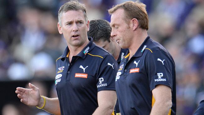 Eagles’ coach Adam Simpson during yesterday’s derby. Picture: Daniel Wilkins