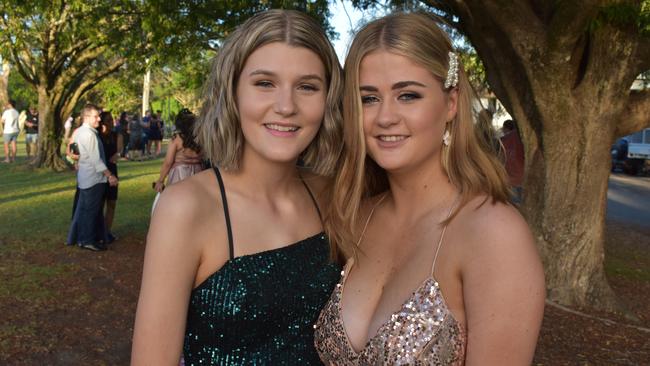 Courtney Calvert and Bridget Irvine at the Pioneer State High School formal at the Mackay Golf Course on Friday November 20. Picture: Zizi Averill