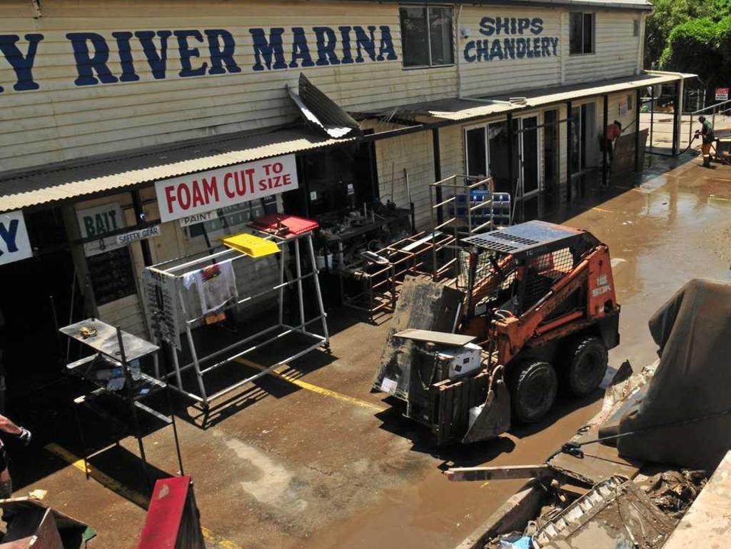 The clean-up at Maryborough Marina in 2011.