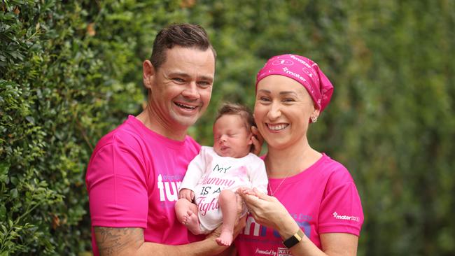 Emma Perkins with her husband Jamie and son Owen. Picture: Peter Wallis