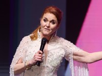 CAP D'ANTIBES, FRANCE - MAY 23:  Sarah Ferguson, Duchess of York speaks on stage during the amfAR Cannes Gala 30th edition presented by Chopard And Red Sea International Film Festivalat Hotel du Cap-Eden-Roc on May 23, 2024 in Cap d'Antibes, France.  (Photo by Andreas Rentz/Getty Images for amfAR)