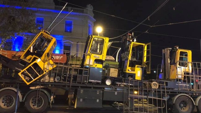 The crash scene on Racecourse Rd in Flemington. Picture: Supplied.