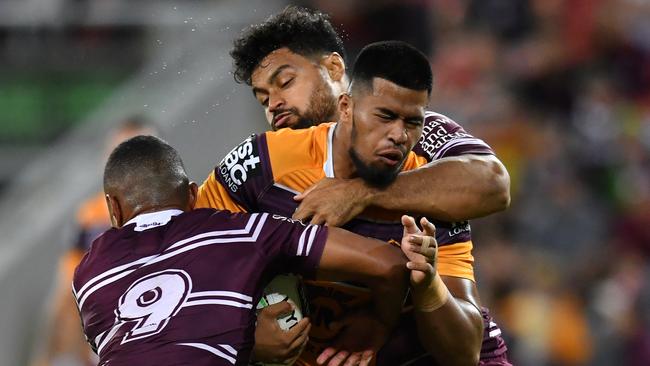 Payne Haas was immense in Brisbane’s win over Manly. Picture: AAP