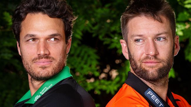 Big Bash League promo pics. Melbourne Stars Nathan Coulter-Nile and Perth Scorchers Andrew Tye. Picture: Mark Stewart