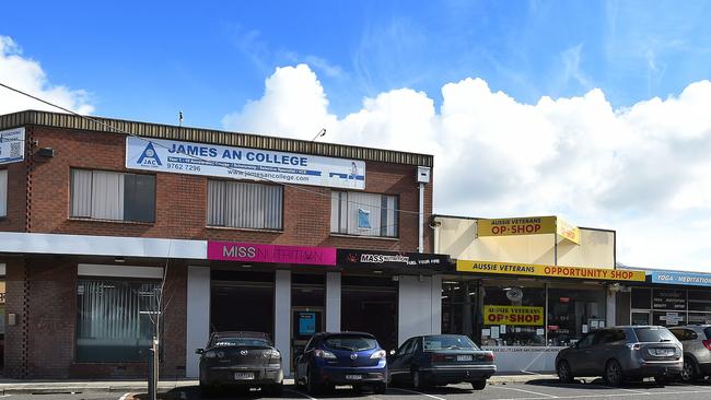 These retail shops will be removed from the site for the construction of a new supermarket and retail premises at 1-13 Erica Ave. The Aussie Veterans Op Shop has already relocated to Boronia Mall. Picture: Steve Tanner