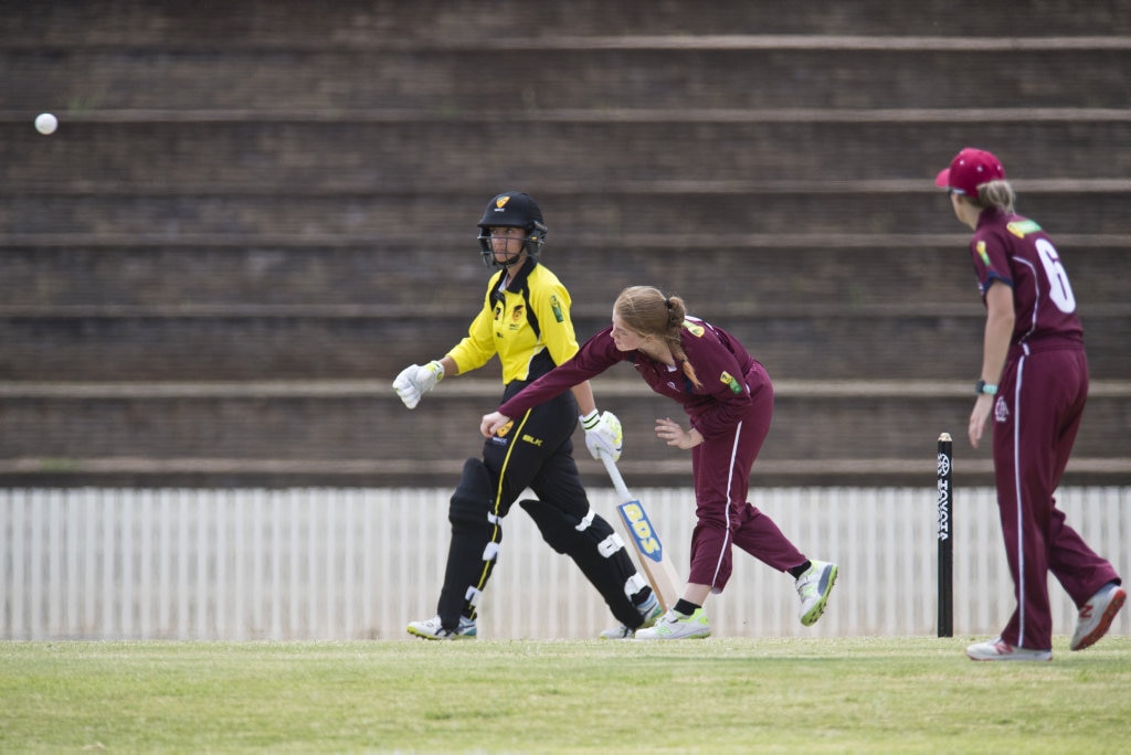 Stacy Rockliff bowls for Queensland against Western Australia in Australian Country Cricket Championships women's division round four at Heritage Oval, Tuesday, January 7, 2020. Picture: Kevin Farmer