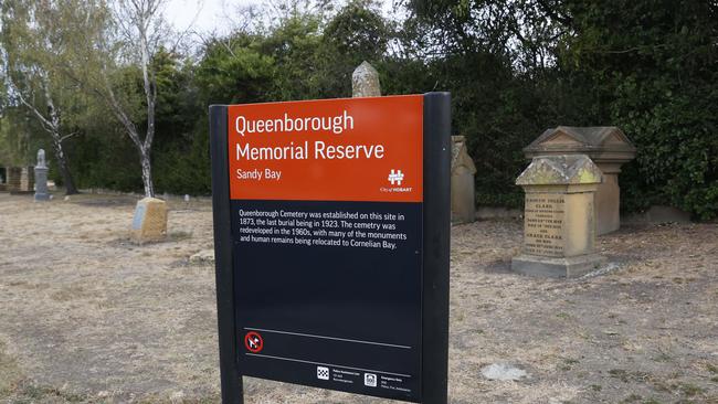 Queenborough Memorial Reserve near the school site. Human remains found at The Hutchins School in Sandy Bay at a construction site on the school grounds. Picture: Nikki Davis-Jones