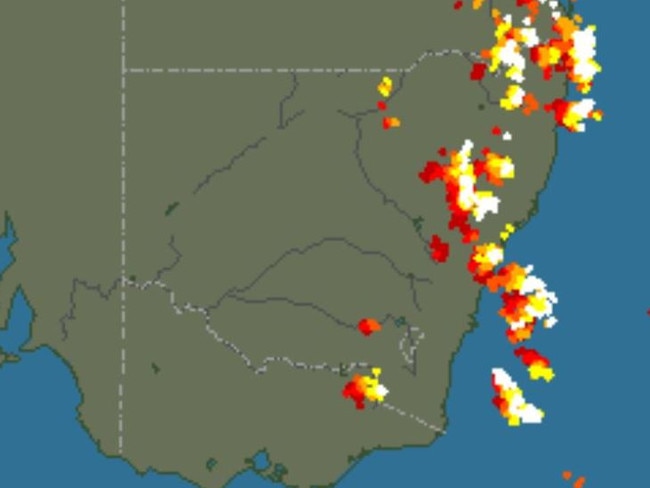 Thousands of lighting strikes were recorded in NSW on Wednesday night. Picture: blitzortung