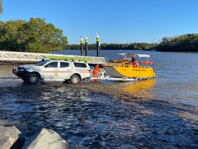 Authorities resume their search for a kayaker who went missing in the Logan River at midday Saturday. Picture: 7 News