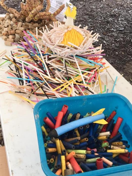 Plastic, straws and corks found during the Maribyrnong River cleanup.